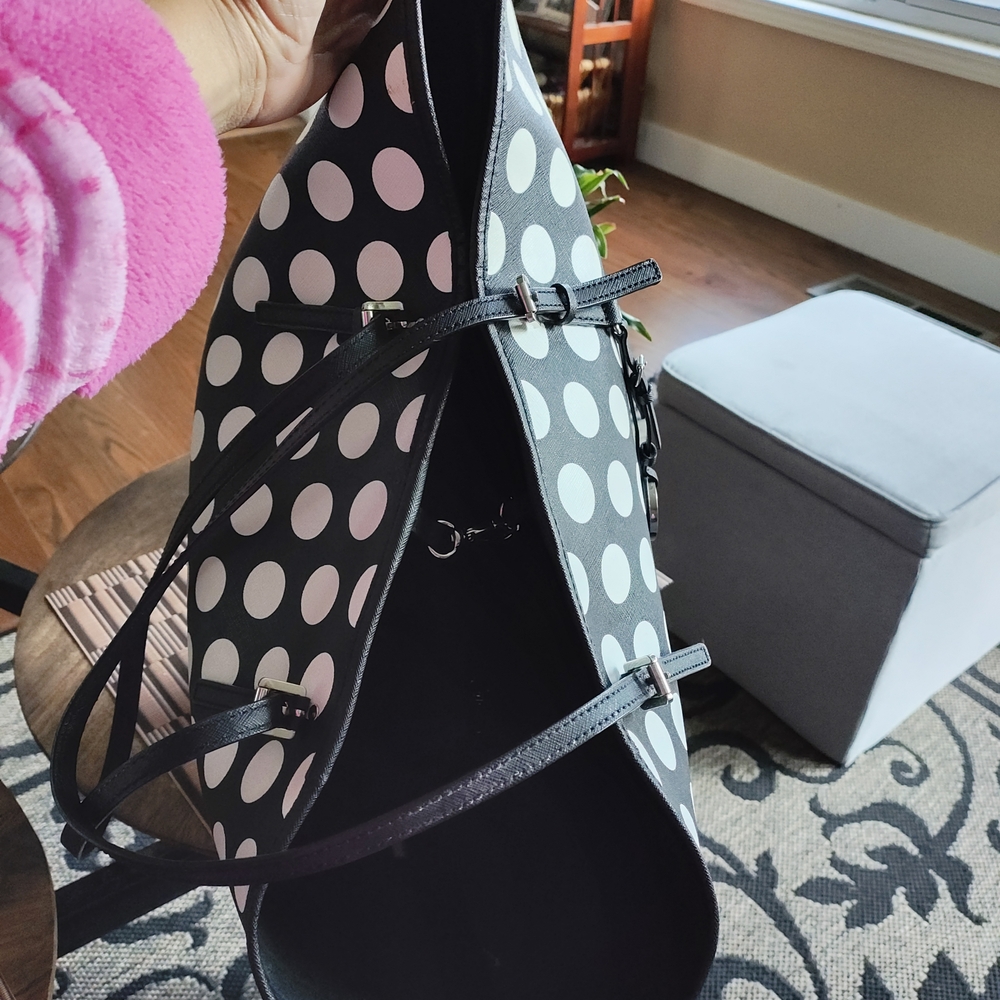 Michael Kors Large Black and White Polka Dot Tote Bag - Picture 5 of 6
